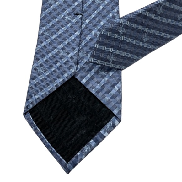 BURBERRY Blue Plaids & Checks Monogrammed Logo Silk LUXURY Tie ITALY - Picture 4 of 4